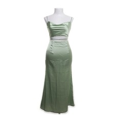 Shein, Maxikleid, Größe: XS, Grün, Polyester, Satin, Damen #yvE