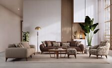 Sitzgruppe/Sofa Set - Wohnzimmergarnitur "Kerria" 3+2+1 - Braun/Beige