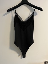 NEU Spitzen Body Zara Gr M String Body Schwarz Top Zustand Halloween 