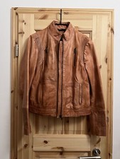 Esprit Damen Leder Jacke Braun Gr. M