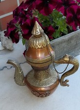 Orientalische Kanne Kupfer + Messing, alt Teekanne Mokkakanne