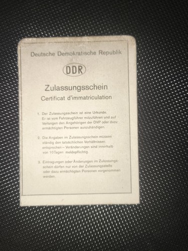 Ddr zulassung trabant - zulassung,