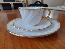 Sarreguemines Utzschneider Gedeck Kaffeetasse, Untertasse, Kuchenteller um 1900