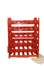 6 x  Weinregal aus Kunststoff stapelbar - Modulares Flaschenregal orange