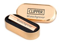 Clipper Metall Feuerzeug Rose Gold mit Gravur inkl.Metallbox Wunschgravur