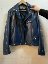 Blaue Lederjacke von Versace