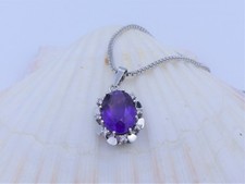 Feiner Amethyst Brillantanhänger 4,7ct. in 585 Weißgold