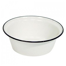 Emaille Fußbadewanne / Schüssel ca. 40cm - weiß, schwarzer Rand