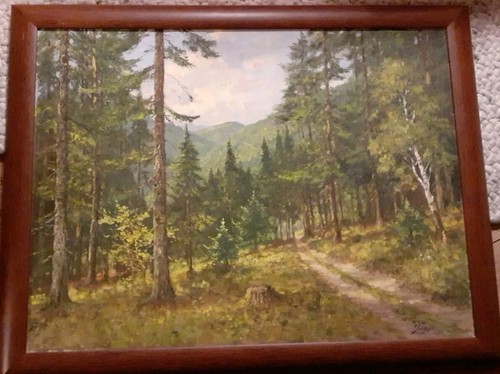 ölgemälde waldweg von dem - ,