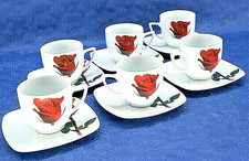 6 Kaffeetassen Rosenmuster