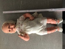 Porzellanpuppe mit bewegliche Augen - 50er Jahre 48 cm