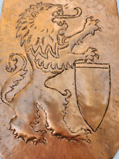 Wandbild Bayerisches Löwe mit Wappen - aus Kupfer Hand gemeißelt Rarität Selten