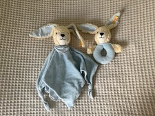 Steiff Schmusetuch + Rassel Set Blau Hase Baby