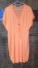 LEICHTES STRANDKLEID  --  GR. M / L  --  ORANGE  --  TRANSPARENT  --  ÜBERWURF