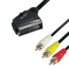 Scart IN/OUT Umschalter 3 Cinch Stecker 2 Audio 1 Video 2m Adapter Kabel TV AV