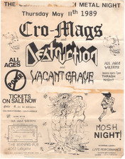 original Death Thrash Concert FLYER 1989 CRO-MAGS DESCTRUCTION