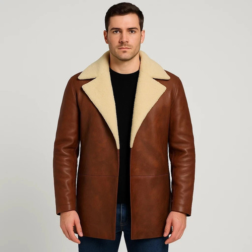 Herren brauner shearling leder - brauner,
