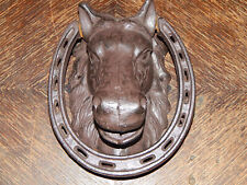 exklusiver nostalgischer Türklopfer Eisenguss Pferdekopf mit Hufeisen