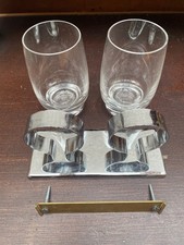 KEUCO 2 x Zahnputzglas Glas mit Glashalter  Blech verschromt