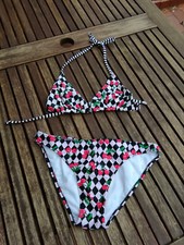 Nastrovje Potsdam Triangel Bikini Kirschen schwarz rosa rot Karos S 36/38 Cup A