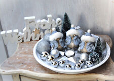 WEIHNACHTSDEKO SCHRIFT40 cm TELLER EULEN TANNENBÄUME KUGELN STERNTEELICHT 26tlg.