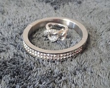 Swarovski Ring Armreif Silberfarben Glitzer Strass Steinchen