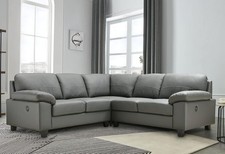 Dunkelgraues Echtleder Ecksofa