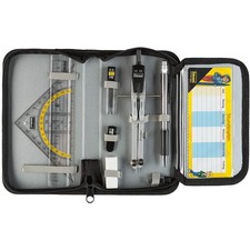 Idena Zirkel Etui 11-teilig Geodreieck Lineal Ersatzminen Zirkel Druckbleistift