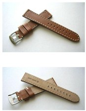 GLATTLEDERUHRBAND FÜR FLIEGERUHR BREITDORNSCHLIESSE Cognac 18 mm, 20, 22, 24 mm