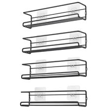 4x Gewürzregal Gewürzhalter Küchenregal Ohne Bohren Hängend Wand Schwarz Metall