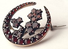 Antike Granat Brosche, Blumen