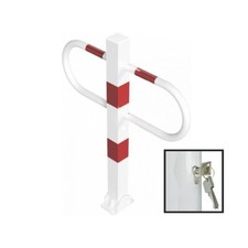 Parkplatzsperre Klappbar umlegbar mit Dreikantverschluß weiß rot Absperrpfosten