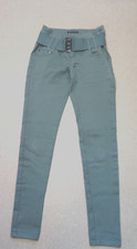 Mister Lady Damen Jeanshose Hose Skinny Gr.S 36 Olivgrün breiter Gürtel Stretch