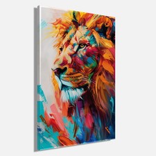 Wandbild BUNTER LÖWE ca. 78x118 cm – Leinwandbild Keilrahmen Deko modern