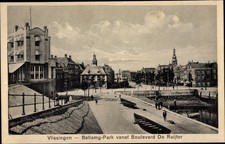 Ak Vlissingen Zeeland, Bellamy-Park vanaf Boulevard De Ruijter - 3724447