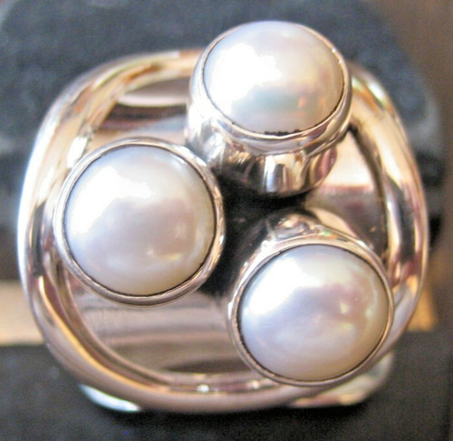 Skulpturaler perlenring 925 - skulpturaler,