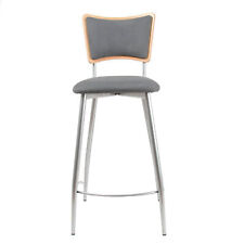 Halbhoher Barhocker Tresenhocker für die Küche Sitz und Rückenlehne in grau gepo