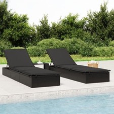 vidaXL Sonnenliegen 2 Stück mit Tisch Gartenliegen Poly Rattan *Neu