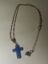 Auktion: Kreuzanhänger Aquamarine, Natur-Edelstein 18 X 25 mm mit Silber Kette