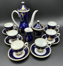 Reichenbach Porzellan DDR Fine China Echt Kobalt Kaffee-Tee-Mokkaservice 6 Pers.
