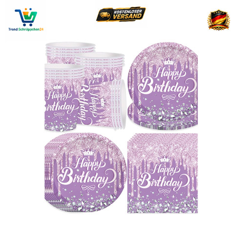 Lila partygeschirr set - lila,