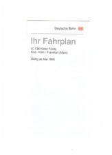 DB-Fahrplan Nürnberg 1995 Fahrplan Deutsche Bahn Kiel -Köln-Frankfurt (Main)