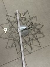 Moderne Wanduhr 40cm Silber Metall Funktionstüchtig Batteriebetrieb