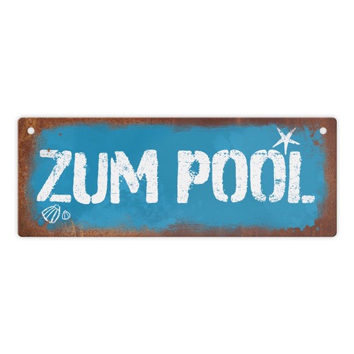 Zum pool deko metallschild - metallschild, in