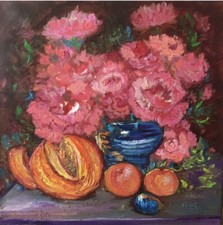 Ölbild Gemälde Pfingstrosen