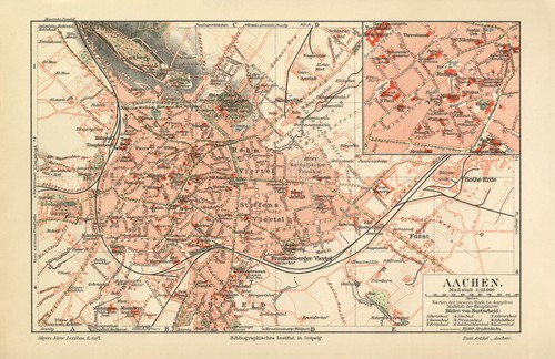 Aachen historischer stadtplan - historischer,
