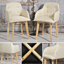 Stühle 2er SET Stuhl Esstimmerstuhl Armlehnenstuhl Küchenstuhl Creme Hochlehner