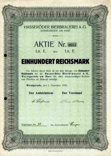 Hasseröder bierbrauerei 1929 - hasseröder,