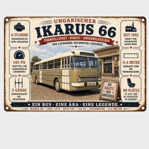 Blechschild ikarus bus - ikarus,