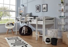 ANGEBOT Massivholz Hochbett "RENE" B-WARE Buche WEISS